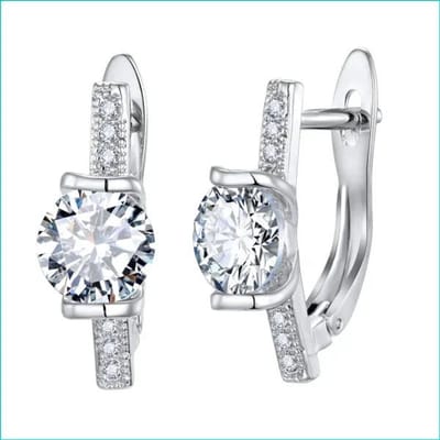 Aramat Jewels | Oorbellen | Zilveren Oorbellen met Zirkonia Steentjes | Transparant-20x7mm | |10mm | Zilver | Volwassenen | Verkleurd niet