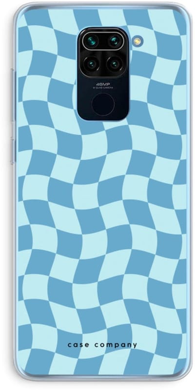 Case Company® - Hoesje geschikt voor Xiaomi Redmi Note 9 hoesje - Grid Blauw - Soft Cover Telefoonhoesje - Bescherming aan alle Kanten en Schermrand
