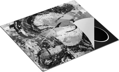 Chefcare Inductie Beschermer Abstracte Kunst van een Meisje - Vrouw - Zwart Wit - 60x50 cm - Afdekplaat Inductie - Kookplaat Beschermer - Inductie Mat
