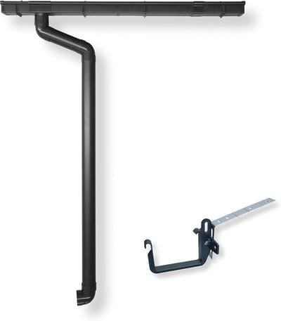 Complete Dakgoot Set met Montagebeugel en Regenpijp - Antraciet PVC (Tot 300 cm)