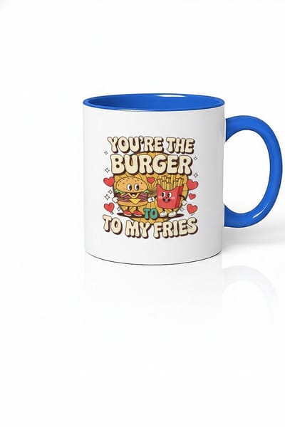 Liefdes Mok 'You're The Burger To My Fries' - Grappig Koppel Cadeau Beker