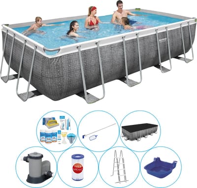 Power Steel Rechthoek Rattan 549x274x122 cm - Zwembad Set