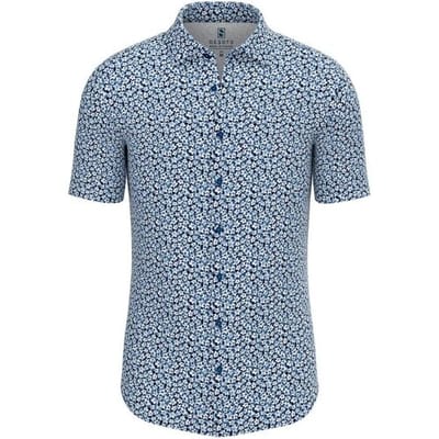 Desoto Overhemd Pointed Blossoms Short Sleeve Navy-Wit / male