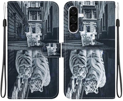 BoekCover Hoes Etui geschikt voor Samsung Galaxy A36 - A56 - Kitten - Tijger