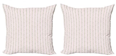 ABAKUHAUS Jaargang Kussensloop Set – 2x60x60 cm – Dubbelzijdig – Lichtroze/Wit