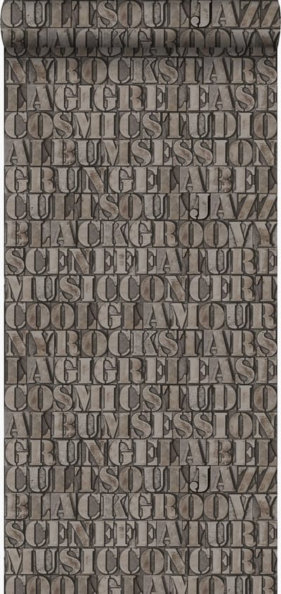 Origin Wallcoverings behang oude ijzeren zetletters roest bruin - 347592 - 53 cm x 10,05 m