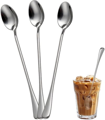 Dailygoody - Roestvrijstalen Lepel - Lange Steel - Ideaal voor Ijs en