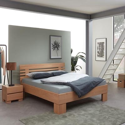 Bed Box Wonen Massief eiken houten bed Sozopol Premium 180x200 cm Natuur geolied