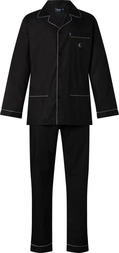 Gentlemen - klassieke heren pyjama 9432 met doorknoop - 100% katoen - zwart - maat 50