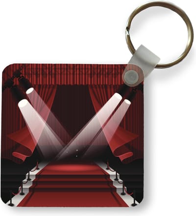 Sleutelhanger - Uitdeelcadeautjes - Een illustratie van spotlights op de rode loper van Hollywood - Plastic