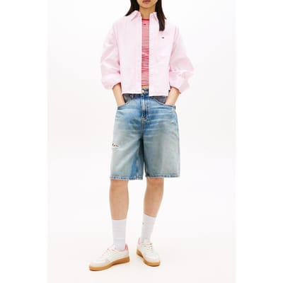 Tommy Hilfiger Relaxed Fit Cropped Poplin Shirt Pearly Pink Größe: M | Business hemden Outlet | Damen | Rosa