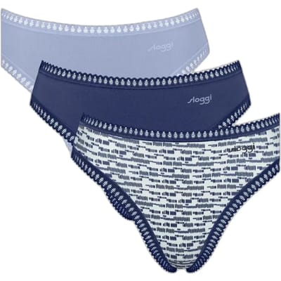 Sloggi Women GO Crush High leg (3-pack) - dames slip - zwart - blauw - print
