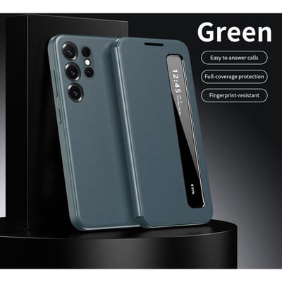 Voor Samsung Galaxy S25 S24 S23 Ultra S25 Plus Hoesje Slimme Zijkantvenster Weergave Premium Leer Flip-Free Antwoordhoes Galaxy S25 Ultra