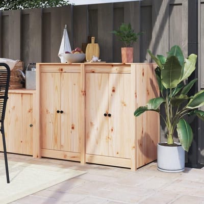 Buitenkeuken Deuren - Kastdeuren Set - Buiten Koken - Massief Dennenhout - 50x82 cm - Houtkleurig