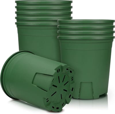 Muzihra Kunststof Plantenpot - Wortelcontrole, Decoratief - Set van 5 - Groen - 20,9 cm