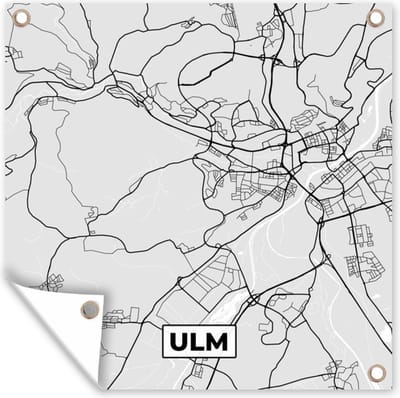 Tuin poster Duitsland - Plattegrond - Kaart - Ulm- Stadskaart - 200x200 cm - Tuindoek