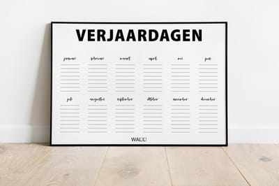 Poster Verjaardagskalender - 30x40 cm Met Fotolijst - Kalender Poster - WALLLL
