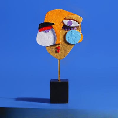 Abstract Menselijk Gezicht Kleur Verdraaid Beeld Café Winkel Huisdecoratie Moderne Kunst Hars Ambacht brown