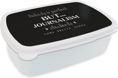 Broodtrommel Wit - Lunchbox - Brooddoos - Quote - Journalist - Studeren - 18x12x6 cm - Volwassenen