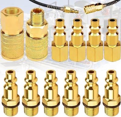 12 stuks Luchtcompressor Aansluitingen Luchtkoppeling En Stekker Kit 1/4 Npt Lucht Aansluitingen Luchtvaart Connectoren Voor Slangcompressor