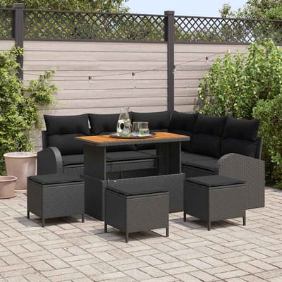 vidaXL - Tuinbank - Set - 9 - st - 8-Aantal - zitplaatsen - Zwart