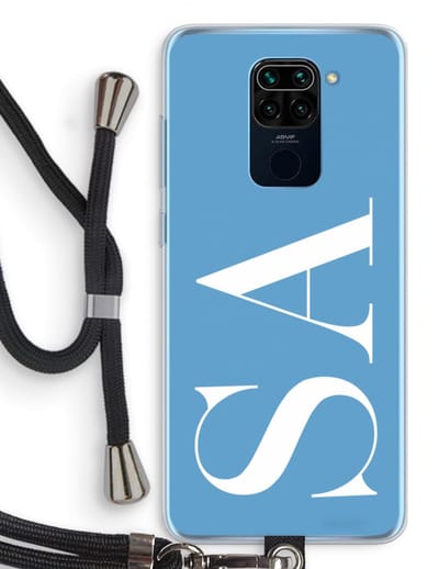 Gepersonaliseerd - Case Company® - Hoesje met koord geschikt voor Xiaomi Redmi Note 9 hoesje met Koord - Monogram N°2 - Telefoonhoesje met Zwart Koord - Bescherming aan alle Kanten en Over de Schermrand