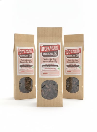 animalking Natural Trainers - Trainingssnacks Runderlong voor Honden - 100% Natuurlijk & Graanvrij - Voordeelpak 3 x 150 gram
