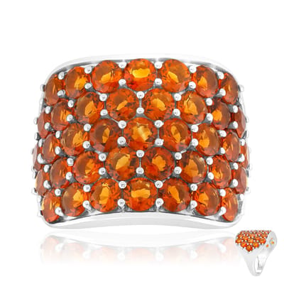 Cavill - Zilveren Ring Gerhodineerd 925 Sterling Zilver - 3.647 Ct Madeira Citrien - Rondgeslepen Braziliaanse Edelsteen - Damesring 21x20 mm