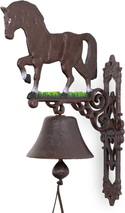 Gietijzeren Deurbel - Paardenbel Wandbel - Decoratief Huis - Antiek Design - 43 cm Hoog - Handbeschilderd