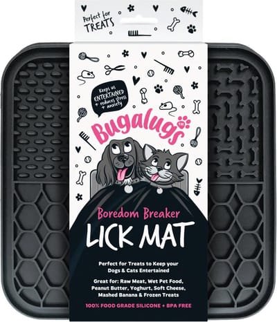 Bugalugs likmat voor dieren - Slowfeeder - Honden - Katten - Siliconen - Zwart