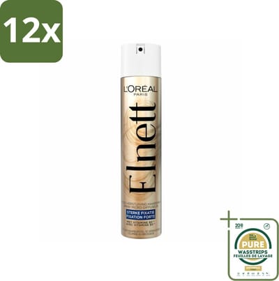 L'Oréal Elnett Satin Haarlak Sterke Fixatie 300 ml - Voordeelverpakking - 12 stuks - Satijnzacht haar - Sterke fixatie