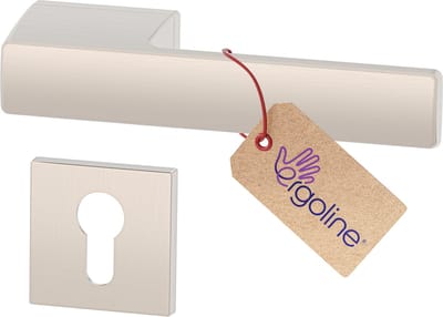 ERGO line MAGNUM – Massief design deurbeslag, Mat Vernikkeld (Geborsteld), Deurklinkgarnituur Binnendeur, Deurkruk Set- met cilindergat, Deurgrepen voor deuren, klinkpaar, Terugslagveer