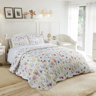 Famanu – Gewatteerde patchwork sprei set - dubbel - stijlvol en comfortabel - geschikt voor bed of bank - voegt warmte en decoratie toe