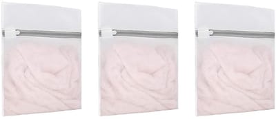 Dailygoods- Waszakken - 3-pack honingraat mesh - Ergonomisch ritssluiting - Voor delicate kleding - Lichtgewicht en compact - Milieuvriendelijk alternatief (30x23cm) - Wasnetjes