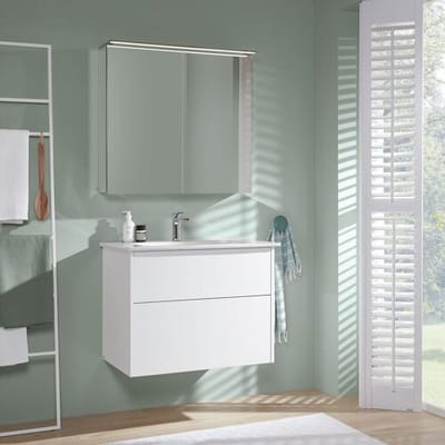 Villeroy & Boch Finero vanity unit 80 cm with washbasin and mirror cabinet, 2 drawers S00402DHR1