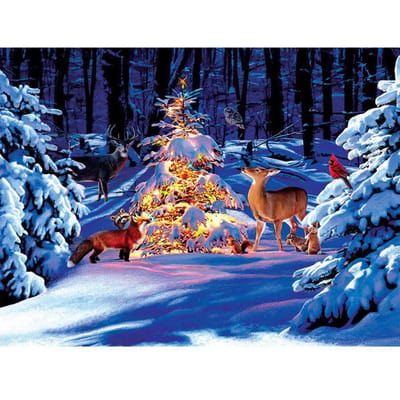DIY Peinture Diamant Forage Rond Complet Neige Arbre de Noël Animal Mosaïque Broderie Point de Croix 20X30CM black