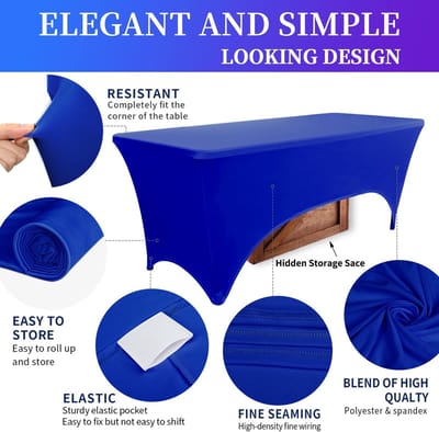 LIVIA HOME- Tafelkleed Rechthoekig 2-Pack - Wasbaar - Elastisch - Polyester/Spandex - Geschikt voor Bruiloft/Cocktail - Meerdere Kleuren - Tafelrok