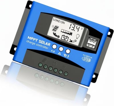 Zonne Laadregelaar - Batterijlader Controller - Energie Management - Intelligente Regeling - 17 x 9.5 x 4 cm - Blauw