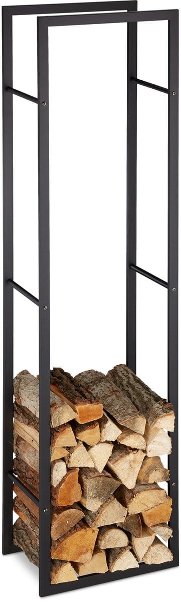 brandhoutrek binnen - 170 x 44,5 x 30 cm - open haard - staal - zwart