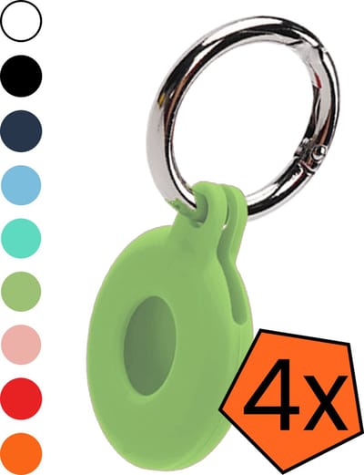 Hoesje Geschikt voor Apple AirTag 2e generatie Sleutelhanger Hoes Siliconen Hoesje - Siliconen Hoesje Geschikt voor Apple AirTag 2 - Sleutelhanger Hoesje - Lichtgroen - 4 PACK