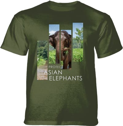 T-shirt Protect Asian Elephant Split Portrait Green S