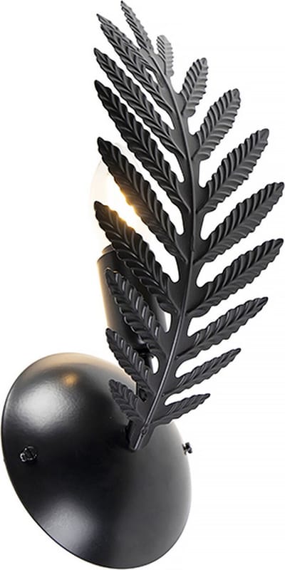 Wandlamp Palm 1 blad H 32 cm zwart