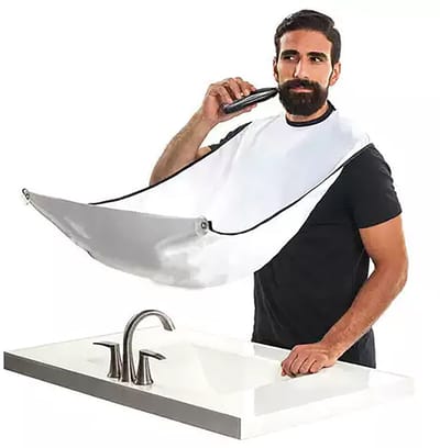 Baard schort - netje - beard cape - haren opvangen tijdens het scheren - Scheer-schort - Waterdicht schort - Voor baard- en gezichtsverzorging - Beschermt kleding tegen scheerschuimvlekken - wit