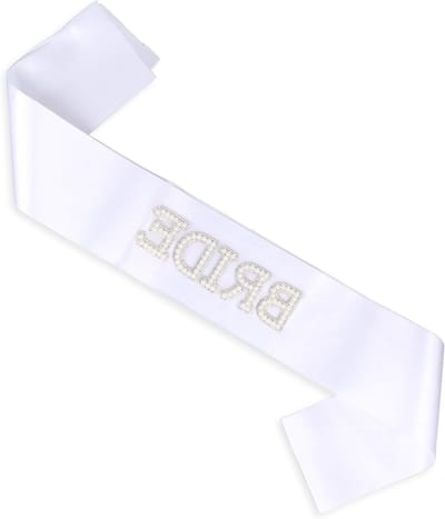 Elegante Witte Bruidsband met Parels en Strass voor Vrijgezellenfeest en Bruiloft Decoraties, Perfect als Cadeau voor de Bruid