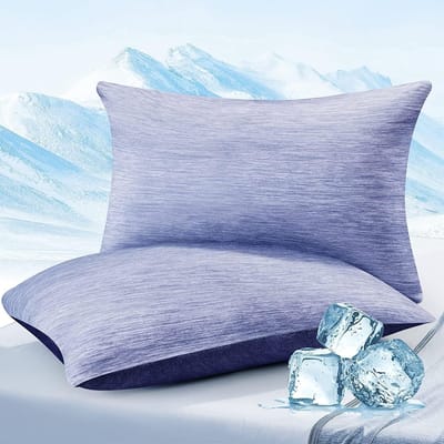 Koel Kussenhoezen Set van 2, 40 x 80 cm, Japanse Arc-Chill Q-Max > 0.43, Ademend en Superzacht Kussenhoes voor Comfortabel Slapen in Blauw