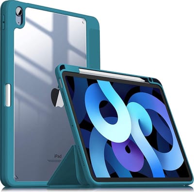 HB Hoes Geschikt voor Apple iPad Air 2022 & Apple iPad Air 2020 (10.9 inch) Blauw - Shockproof Tri Fold Tablet Case - Smart Cover