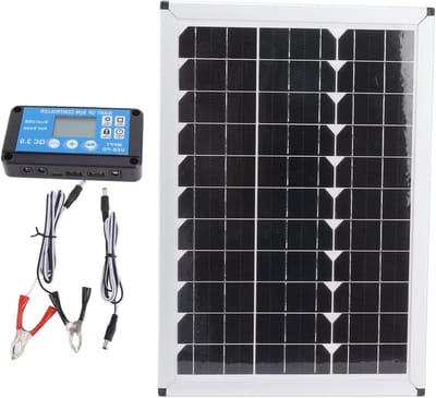 Zonnepaneel Kit - Monokristallijn Paneel - Energie Opwekken - Waterdichte Controller - 100W - Zwart