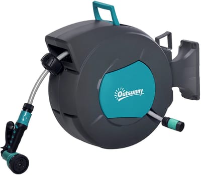 Emvae Tuinslang - Tuinslanghaspel - Wandslanghaspel - Draaibaar -180° Wandmontage - Automatische Terugtrekking - PVC en PP
