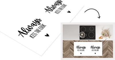 Keukenloper - Loper keuken - Quote - Kok - Koken - Hartje - Always kiss the cook - Tekst - 120x60 cm - Keukenloper vinyl