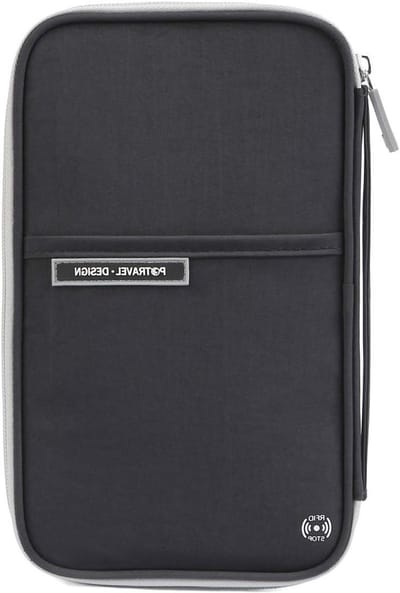 Reisdocumenten Organizer met RFID Bescherming, Waterdicht en Ruimte voor Paspoort, ID, Creditcards en Vliegtickets - Zwart Casual Design